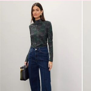 Scotch & Soda Office Long-Sleeve Slim Fit Turtleneck Top Mockneck Green Size M